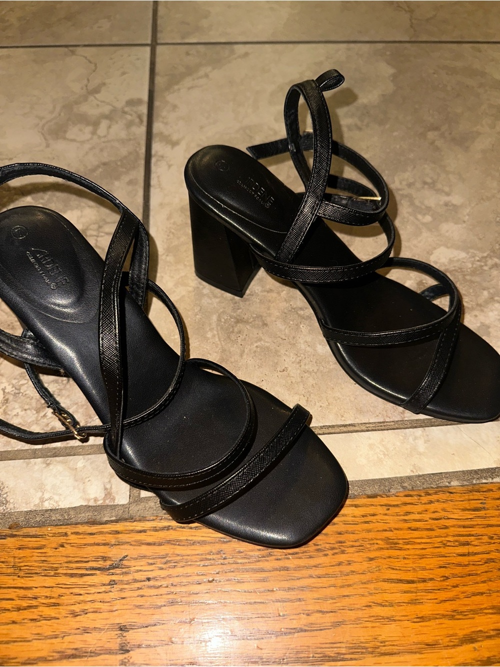 Black Strappy Block Heel Sandals - Women